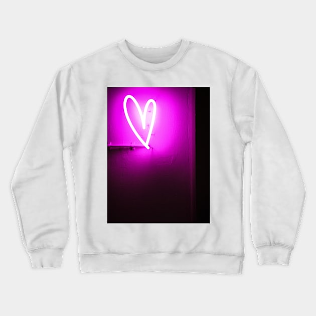 Pink Neon Heart Crewneck Sweatshirt by NewburyBoutique